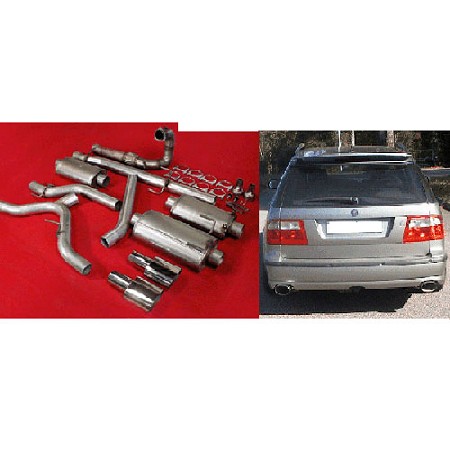 JT 3" Complete Twinpipe Exhaust for 9-5 99-03 (3 muffler Sport)